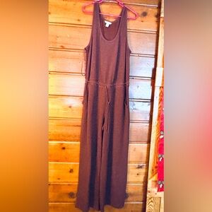 ATHLETA NWOT Abstract Brown Wide-Leg Jumpsuit Large